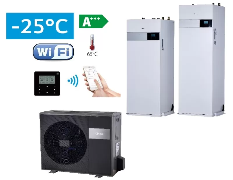 Midea M-THERMAL ARCTIC 12 kW su integruotu 240 L boileriu oras-vanduo šilumos siurblys 