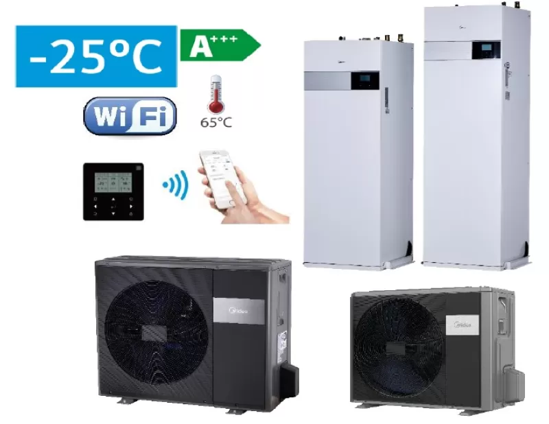 Midea M-THERMAL ARCTIC 6 kW su integruotu 190 L boileriu oras-vanduo šilumos siurblys